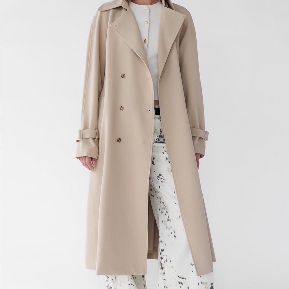 OAK + FORT Beige Oversized Trench Coat